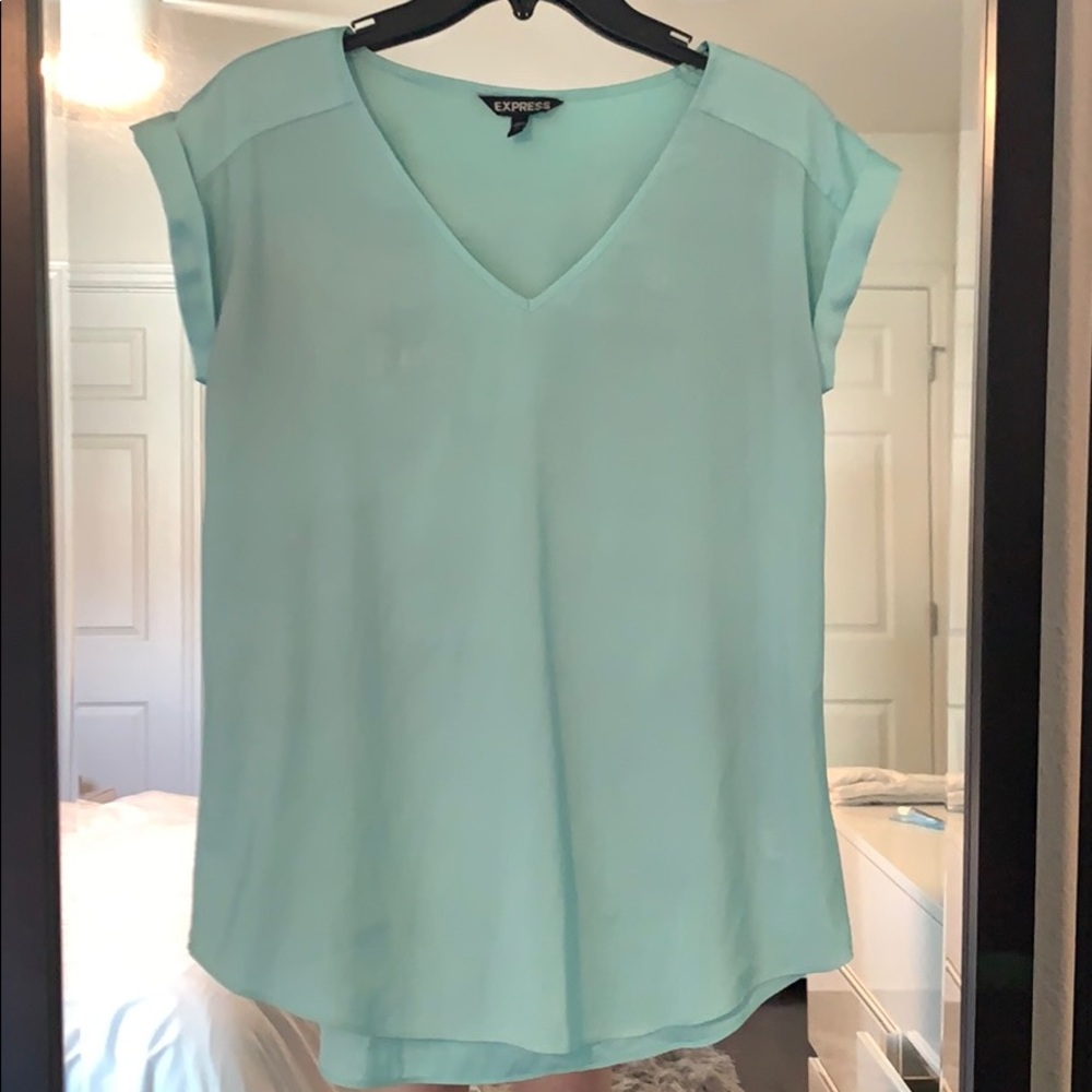 Aqua V-Neck Blouse